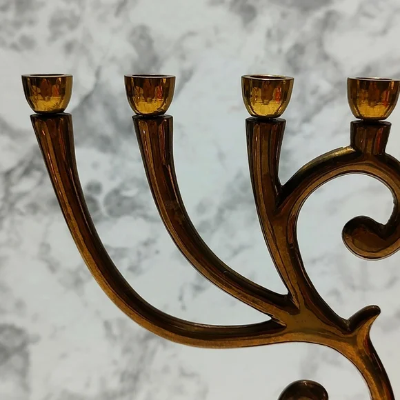 Menorah 9 branch candle holder solid brass